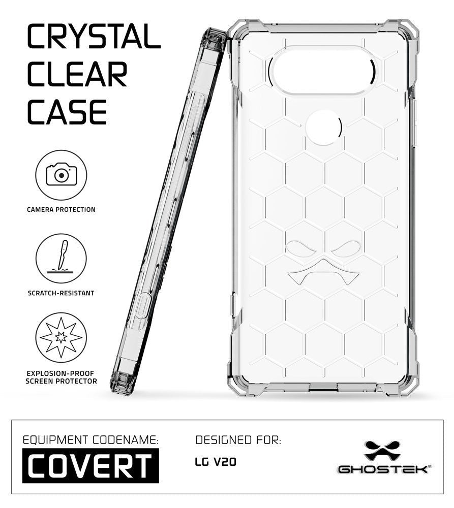 LG v20 Case, Ghostek® Covert Clear, Premium Impact Protective Armor | Lifetime Warranty Exchange (Color in image: space grey)