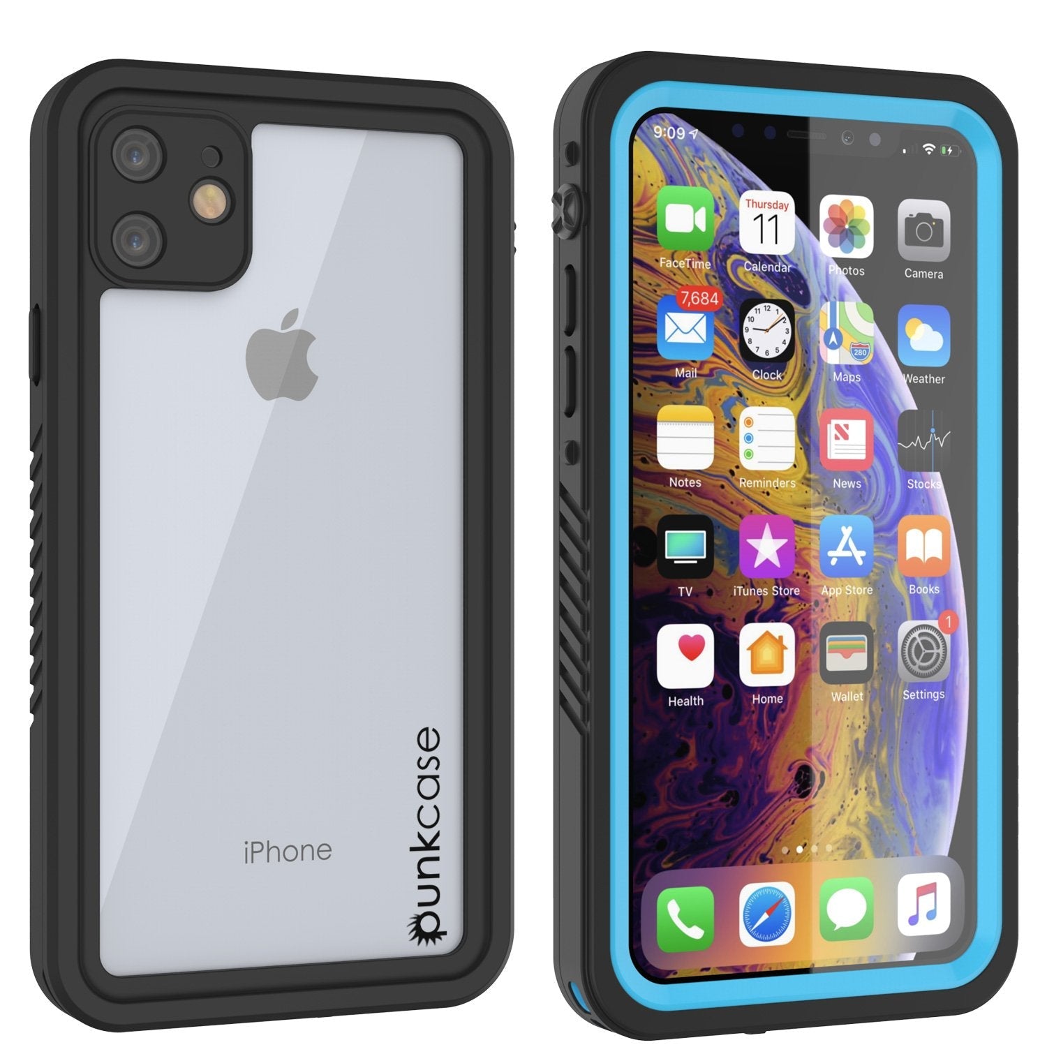 Capa à prova d'água para iPhone 11, Punkcase [Série Extreme] Capa de Armadura com Protetor de Tela Embutido [Azul Claro]