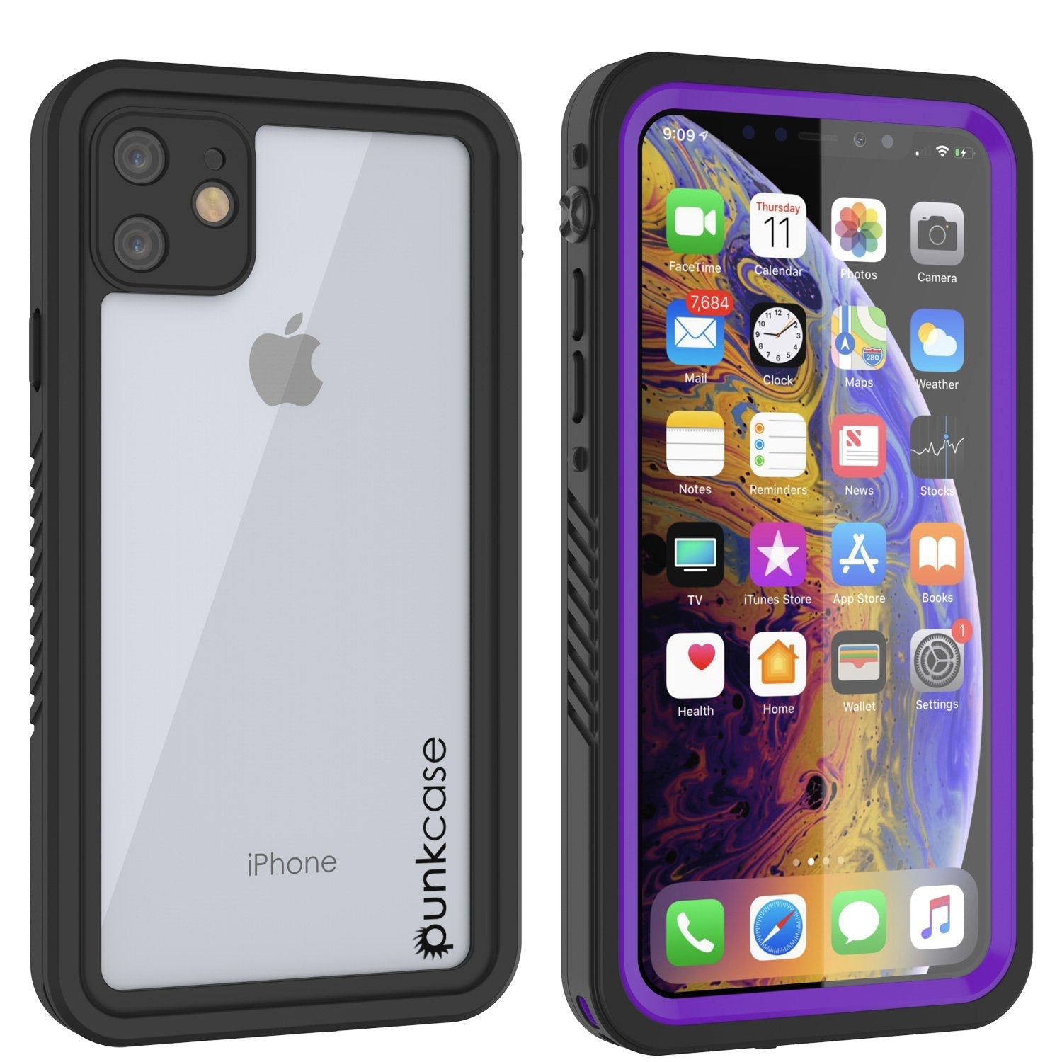 Capa impermeável para iPhone 11, Punkcase [Série Extrema] Capa de armadura com protetor de tela embutido [Roxo]