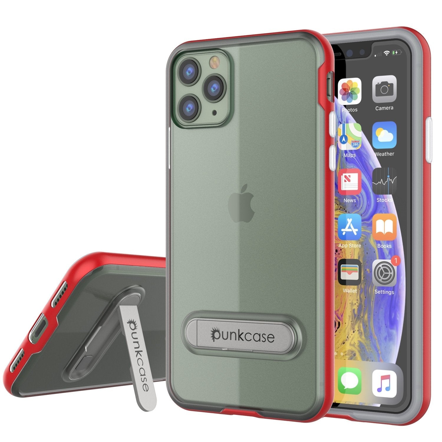 Capa iPhone 12 Pro, PUNKcase [Série LUCID 3.0] [Ajuste Fino] Capa Protetora c/ Protetor de Tela Integrado [Vermelho]