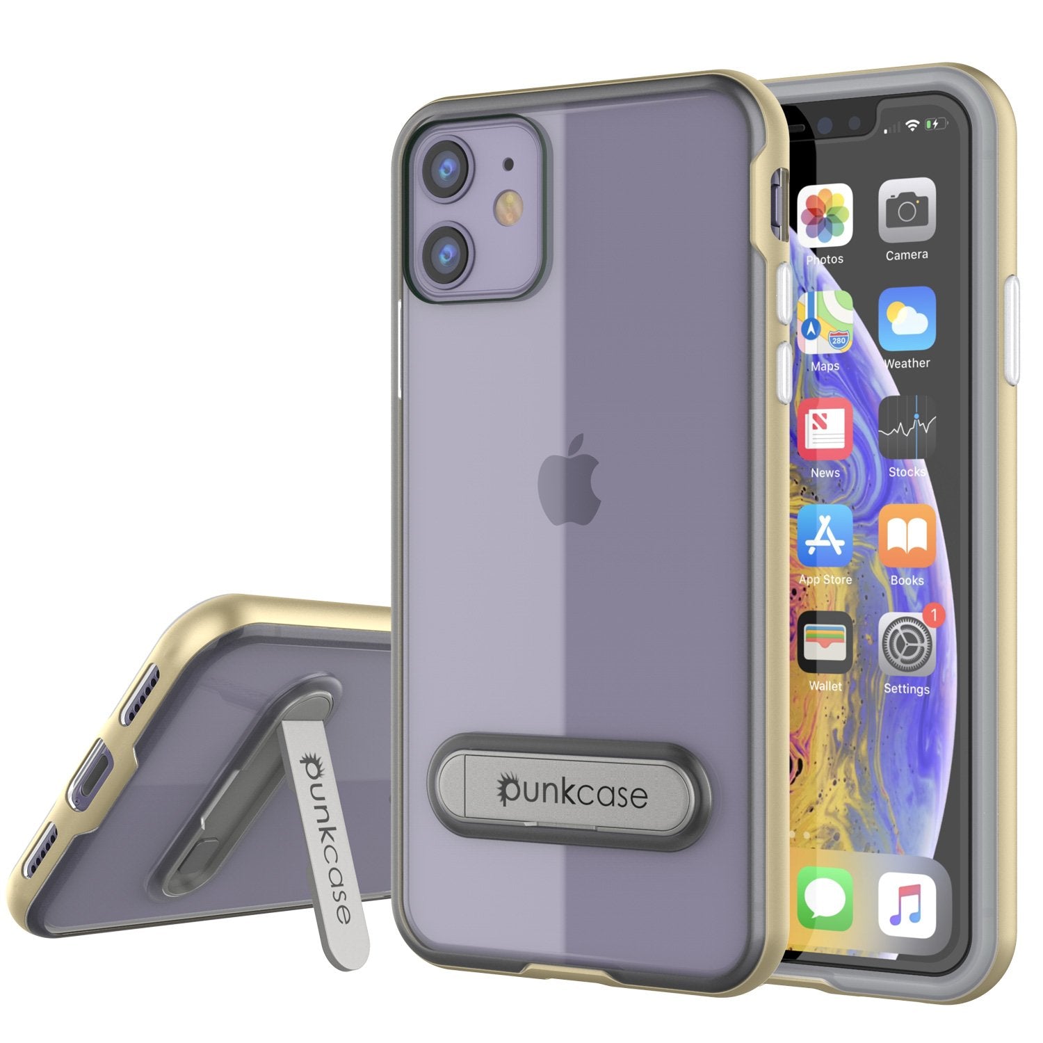 Capa do iPhone 12, PUNKcase [Série LUCID 3.0] [Ajuste Slim] Capa Protetora com Protetor de Tela Integrado [Ouro]