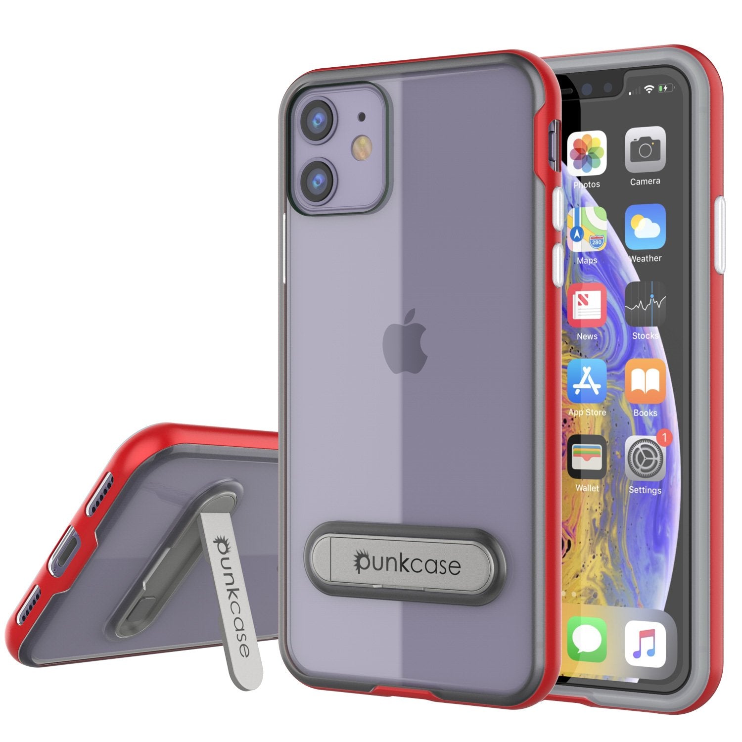Capa para iPhone 12, PUNKcase [Série LUCID 3.0] [Ajuste Slim] Cobertura Protetora com Protetor de Tela Integrado [Vermelho]