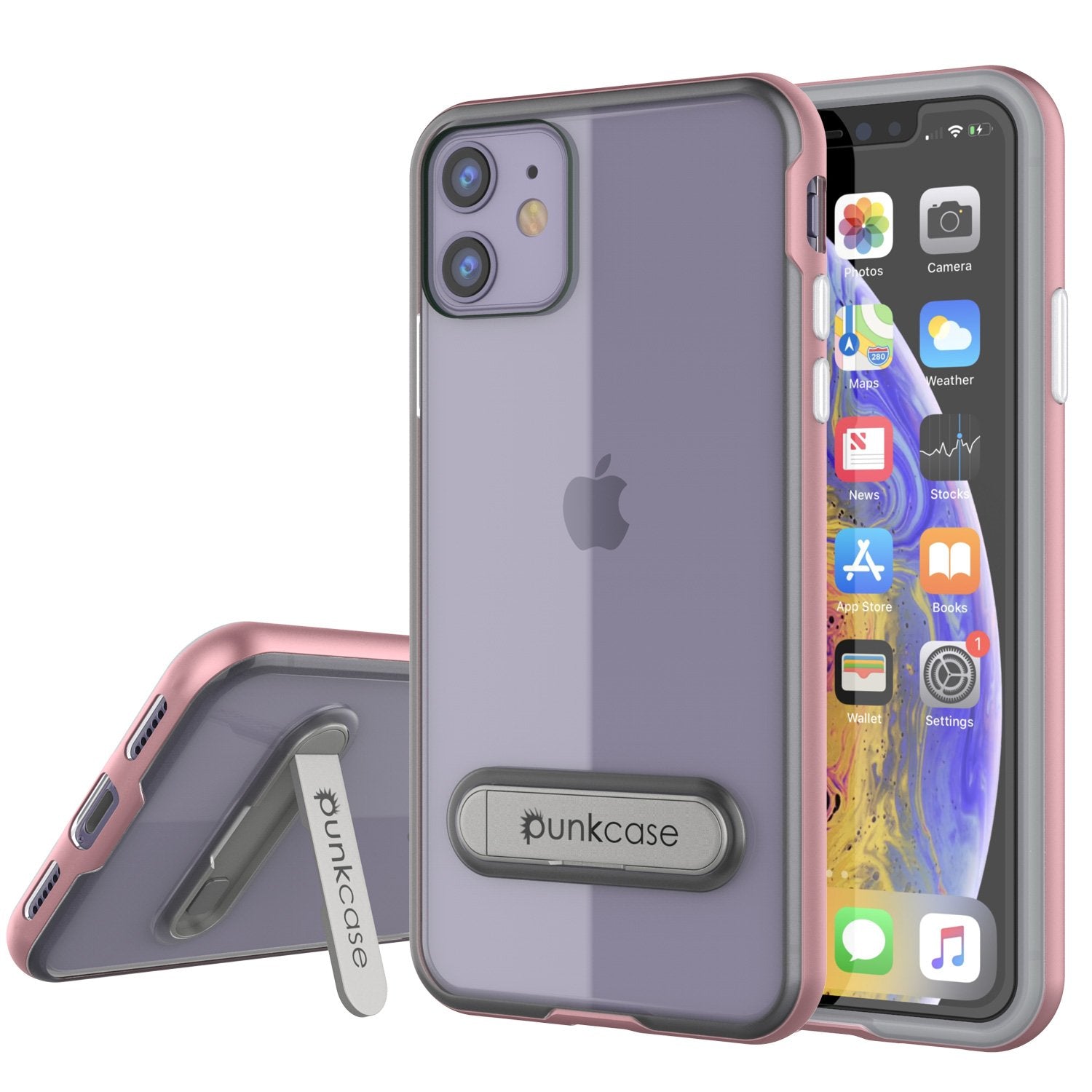 Capa para iPhone 12, PUNKcase [Série LUCID 3.0] [Ajuste Slim] Capa protetora com protetor de tela integrado [Ouro Rosa]
