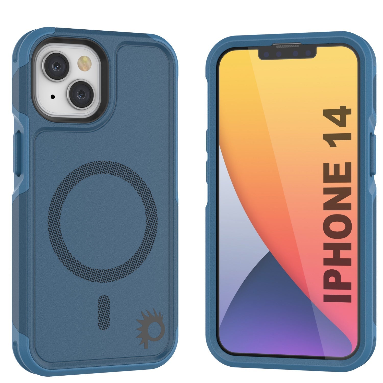 Capa PunkCase iPhone 14, Série Spartan 2.0, Resistente e Transparente com Protetor de Tela Integrado [Marinha]