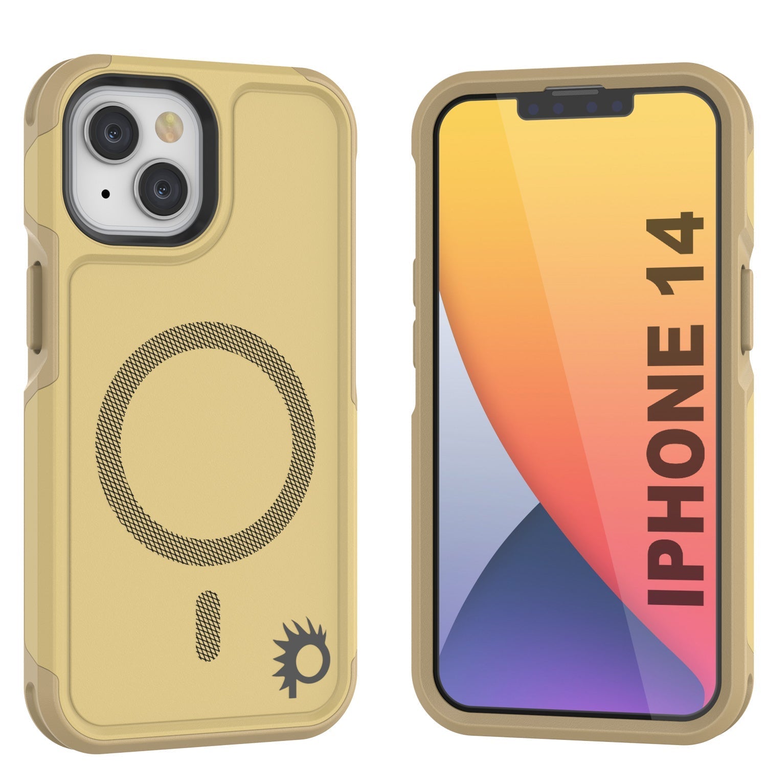 Capa PunkCase iPhone 14, [Série Spartan 2.0] Capa Resistente Transparente com Protetor de Tela Embutido [Amarelo]