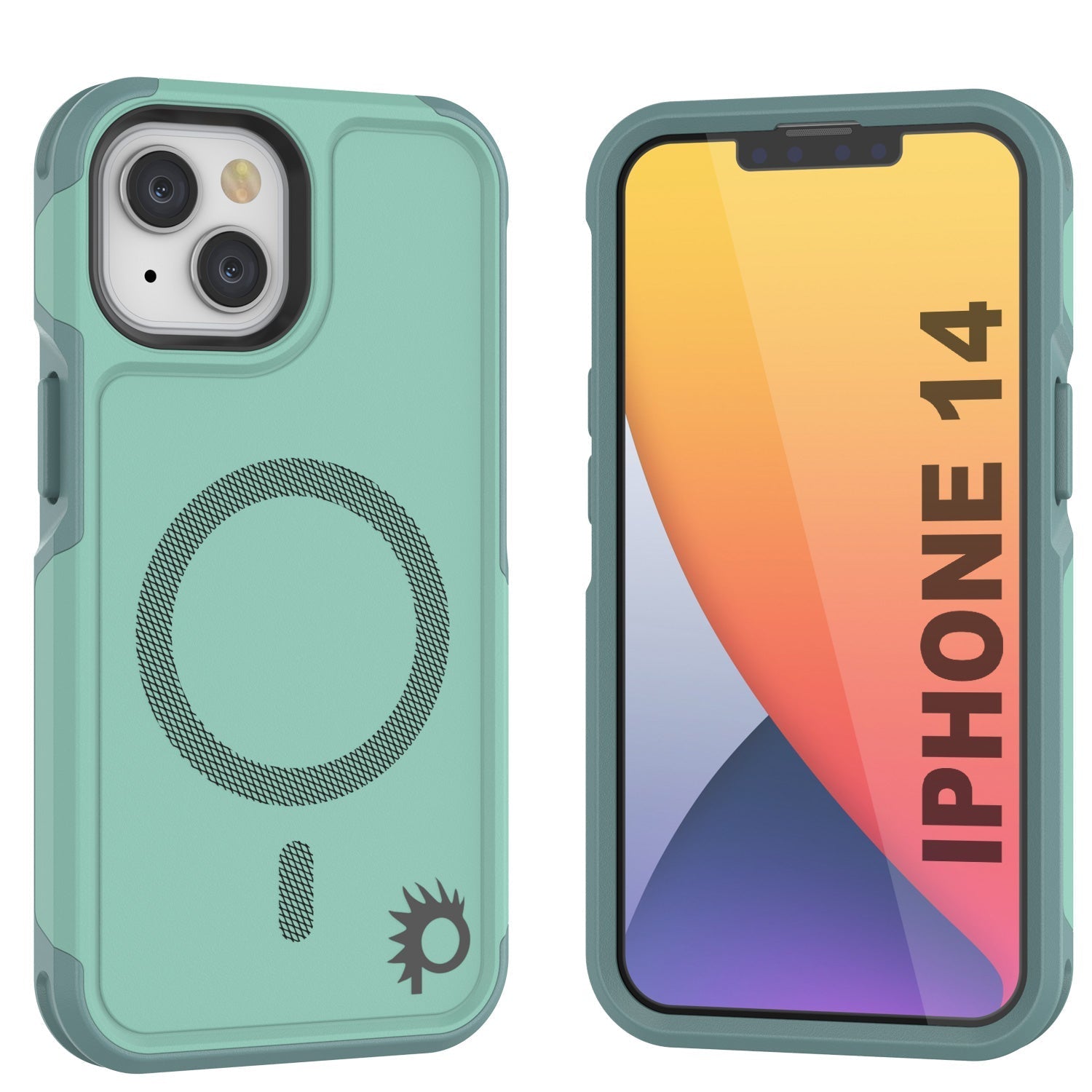 Capa PunkCase para iPhone 14, [Série Spartan 2.0] Resistente Transparente com Protetor de Tela Embutido [Azul-Turquesa]