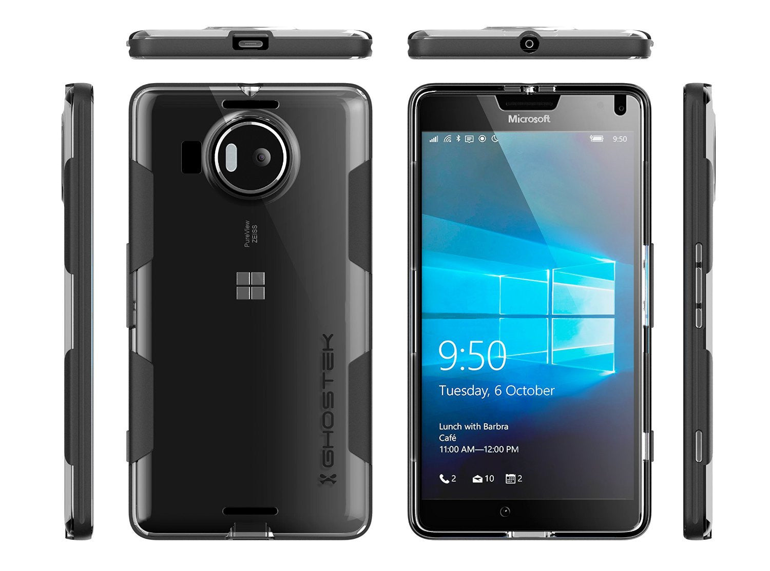 Microsoft Lumia 950 Case, Ghostek® Cloak Black Slim Hybrid Impact Armor | Lifetime Warranty Exchange (Color in image: red)