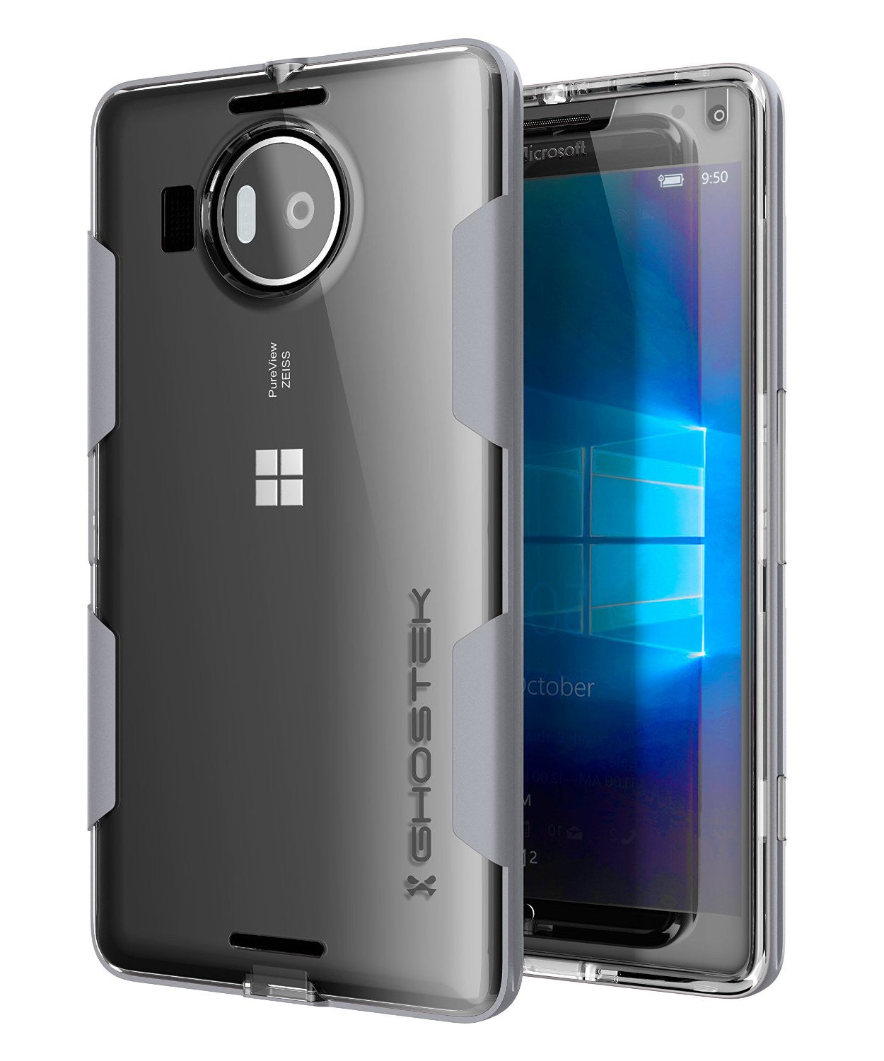 Capa Microsoft 950 XL, Ghostek® Cloak Silver Slim Hybrid Impact Armor | Troca de garantia vitalícia.