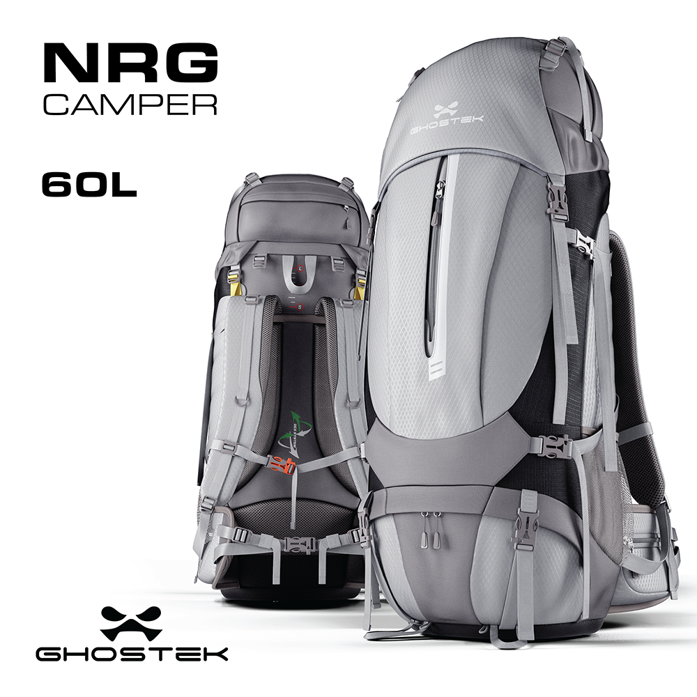 Série NRGCAMPER | Mochila de Caminhada e Camping | Painel Solar de 11W | Capacidade de 60L