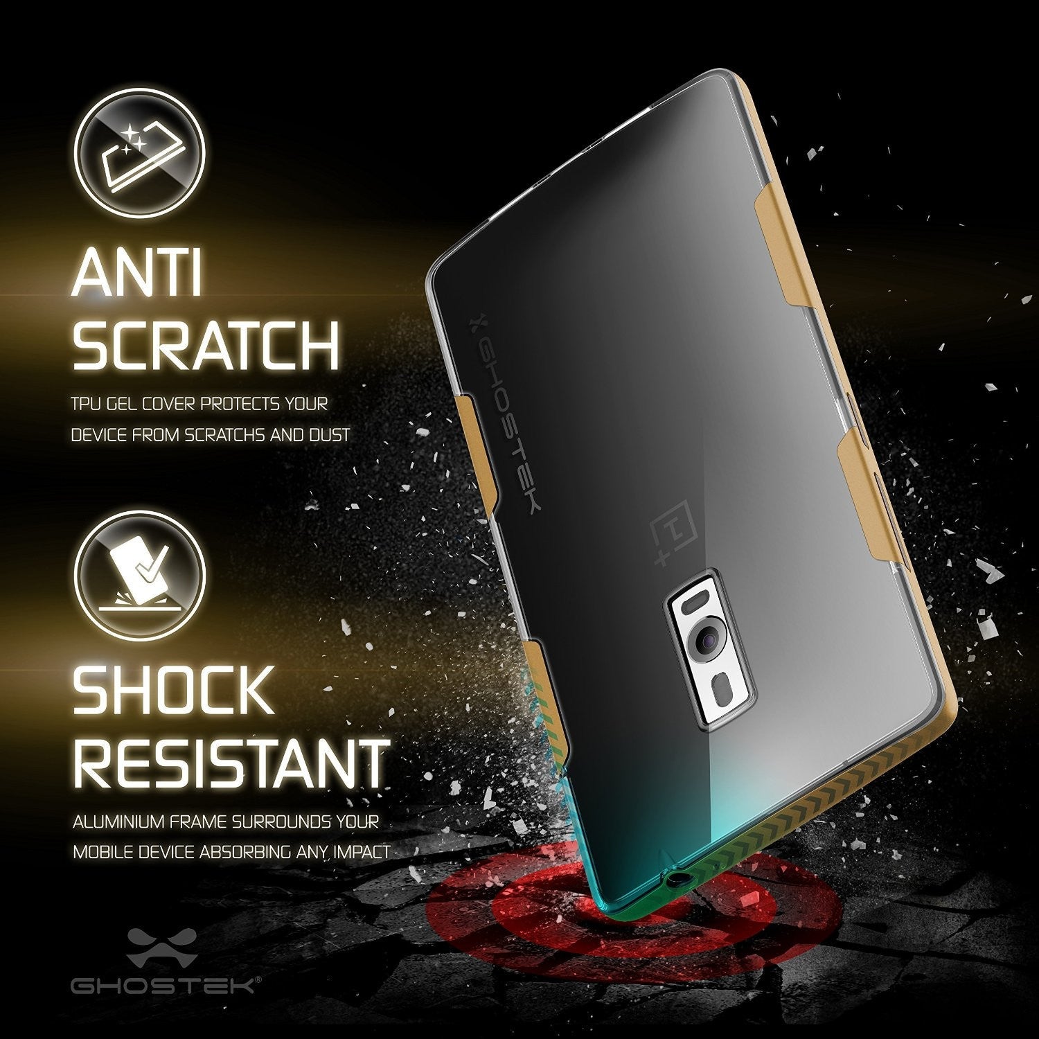 OnePlus 2 Case, Ghostek® Cloak Gold Series for OnePlus 2 Slim Hybrid | Lifetime Warranty Exchange (Color in image: black)
