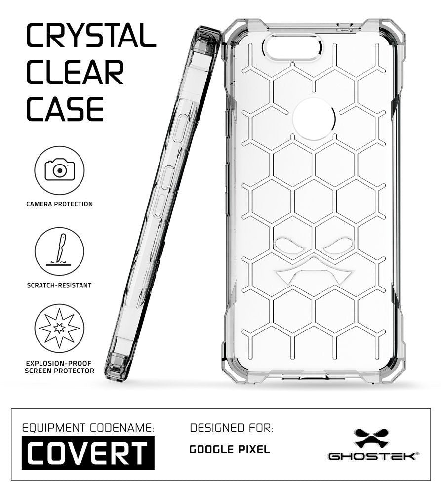 Google Pixel Case, Ghostek® Covert Clear, Premium Impact Protective Armor | Lifetime Warranty Exchange (Color in image: space grey)