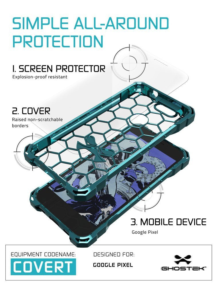 Google Pixel Case, Ghostek® Covert Teal, Premium Impact Protective Armor | Lifetime Warranty Exchange (Color in image: rose pink)