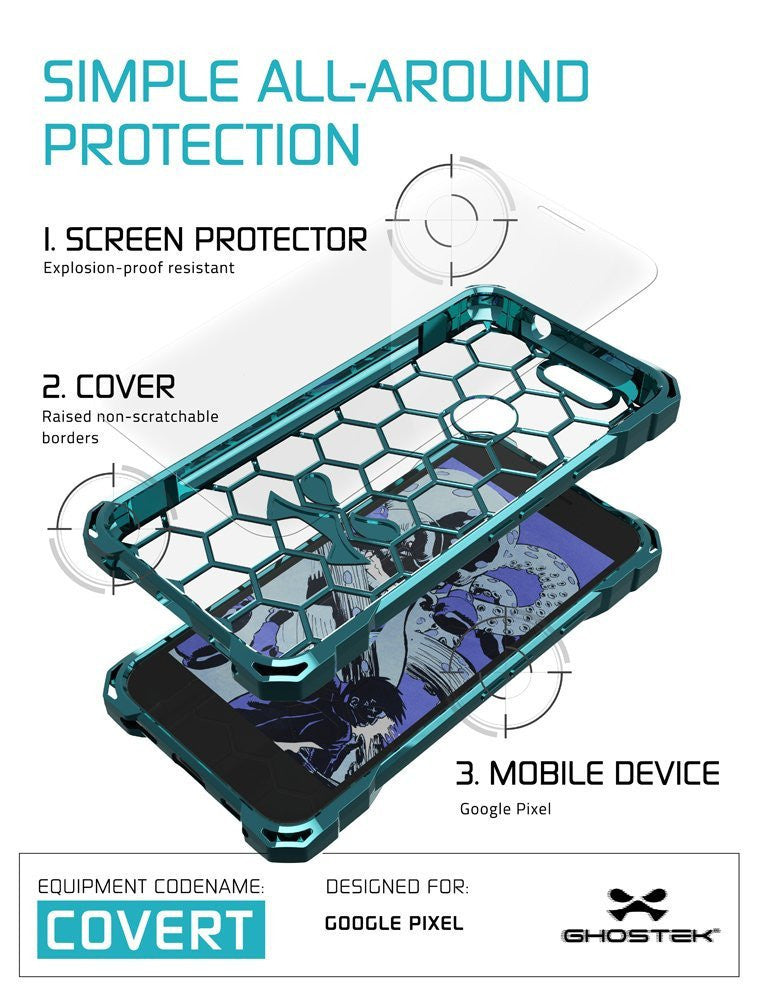 Google Pixel XL Case, Ghostek® Covert Teal, Premium Impact Protective Armor | Lifetime Warranty Exchange (Color in image: rose pink)