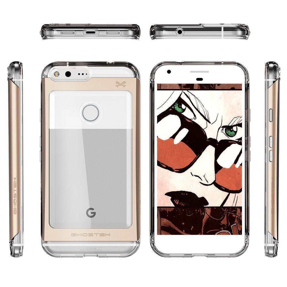Google Pixel XL Case, Ghostek® Cloak 2.0 Gold w/ Explosion-Proof Screen Protector | Aluminum Frame (Color in image: Black)