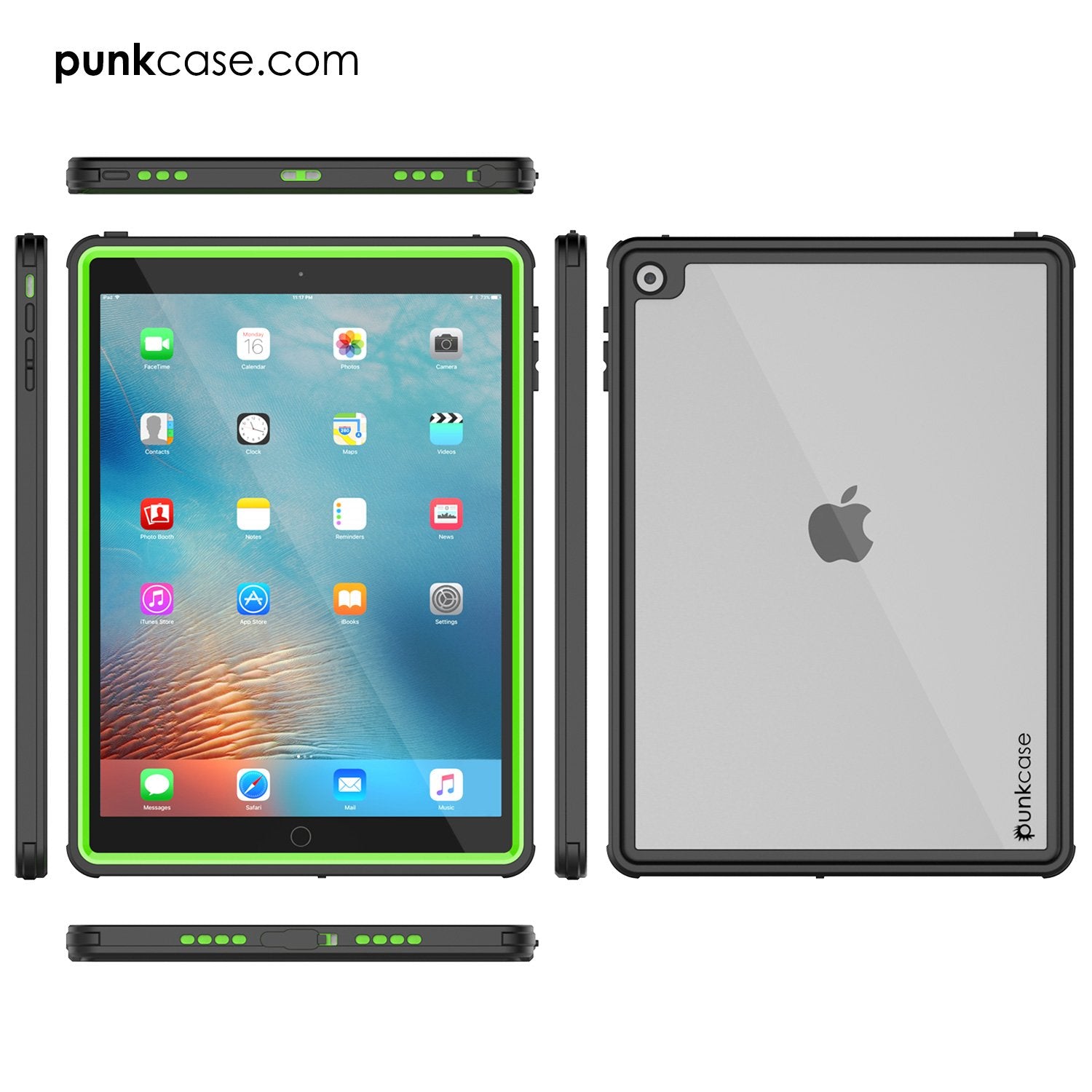 Punkcase iPad Pro 9.7 Case [CRYSTAL Series], Waterproof, Ultra-Thin Cover [Shockproof] [Dustproof] with Built-in Screen Protector [Light Green] (Color in image: Pink)