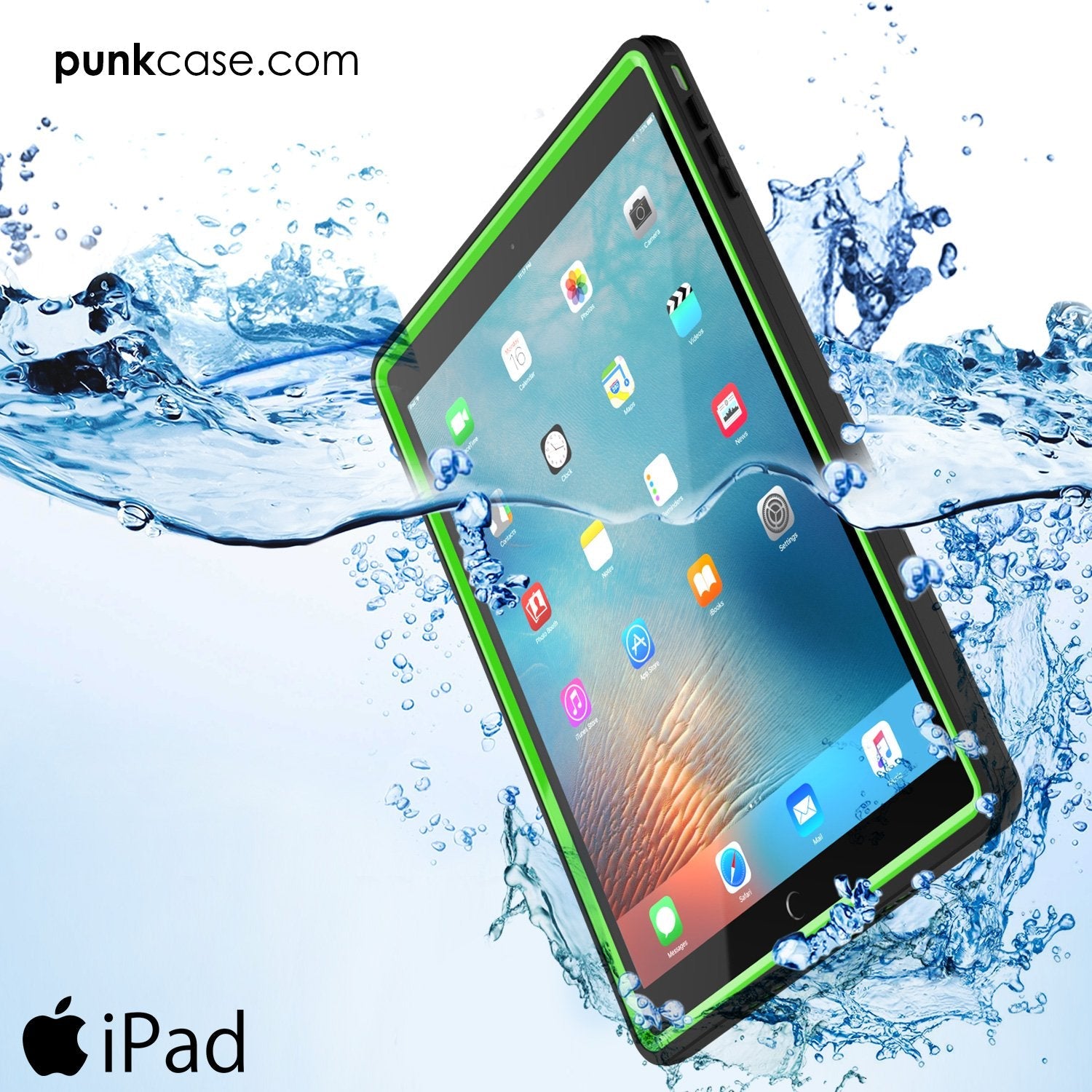Punkcase iPad Pro 9.7 Case [CRYSTAL Series], Waterproof, Ultra-Thin Cover [Shockproof] [Dustproof] with Built-in Screen Protector [Light Green] (Color in image: Teal)