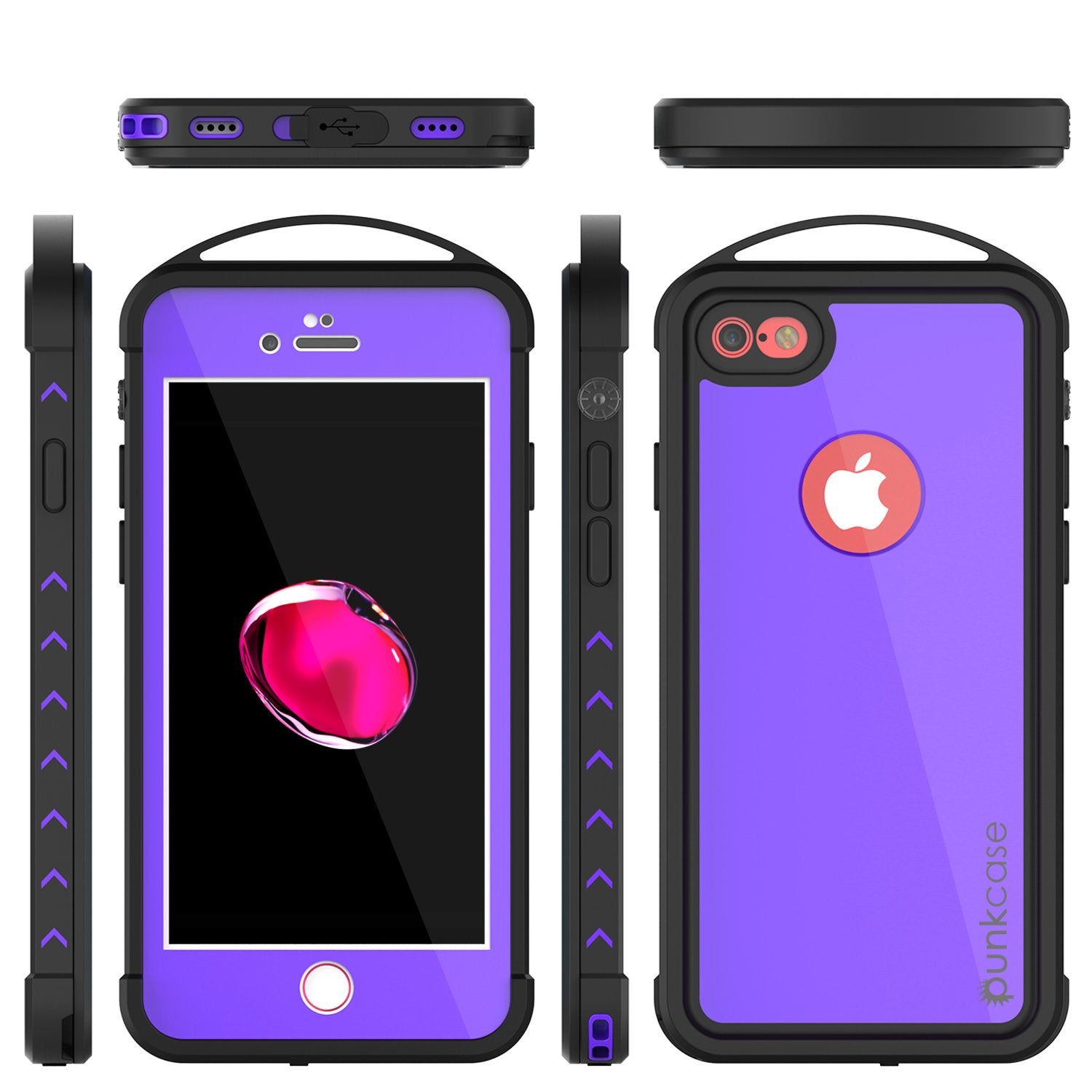 iPhone 7 Waterproof Case, Punkcase ALPINE Series, Purple | Heavy Duty Armor Cover (Color in image: white)