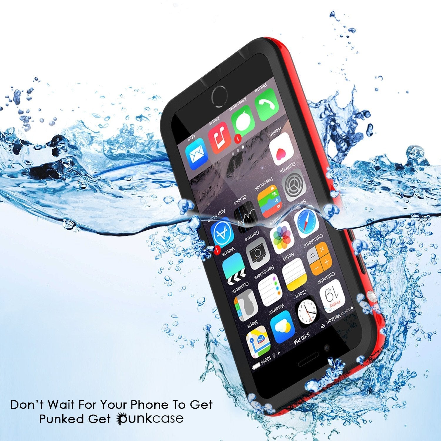 Apple iPhone 8 Waterproof Case, PUNKcase CRYSTAL 2.0 Red W/ Attached Screen Protector  | Warranty (Color in image: White)