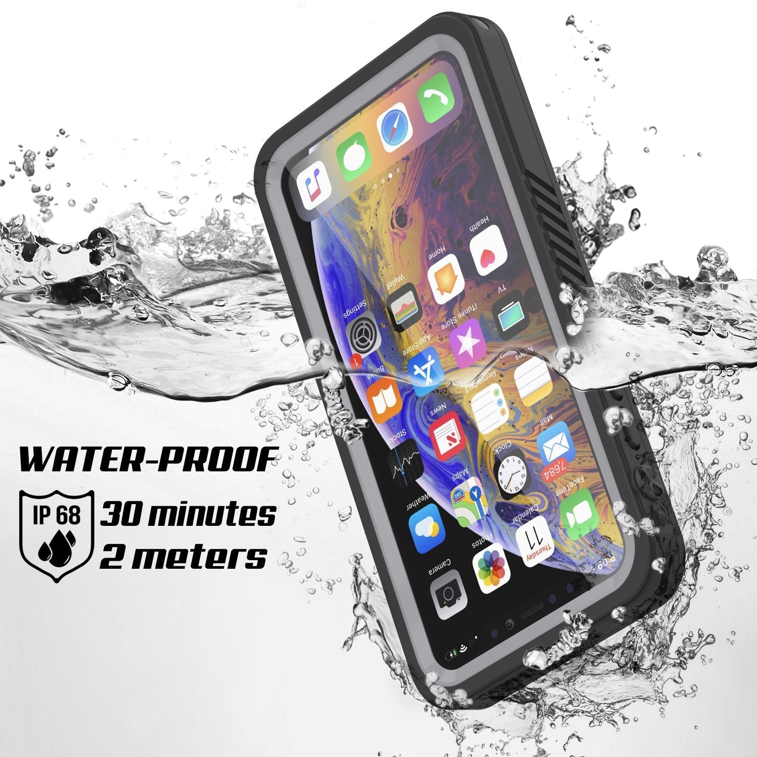 iPhone 11 Waterproof Case, Punkcase [Extreme Series] Armor Cover W/ Built In Screen Protector [Clear] (Color in image: Red)