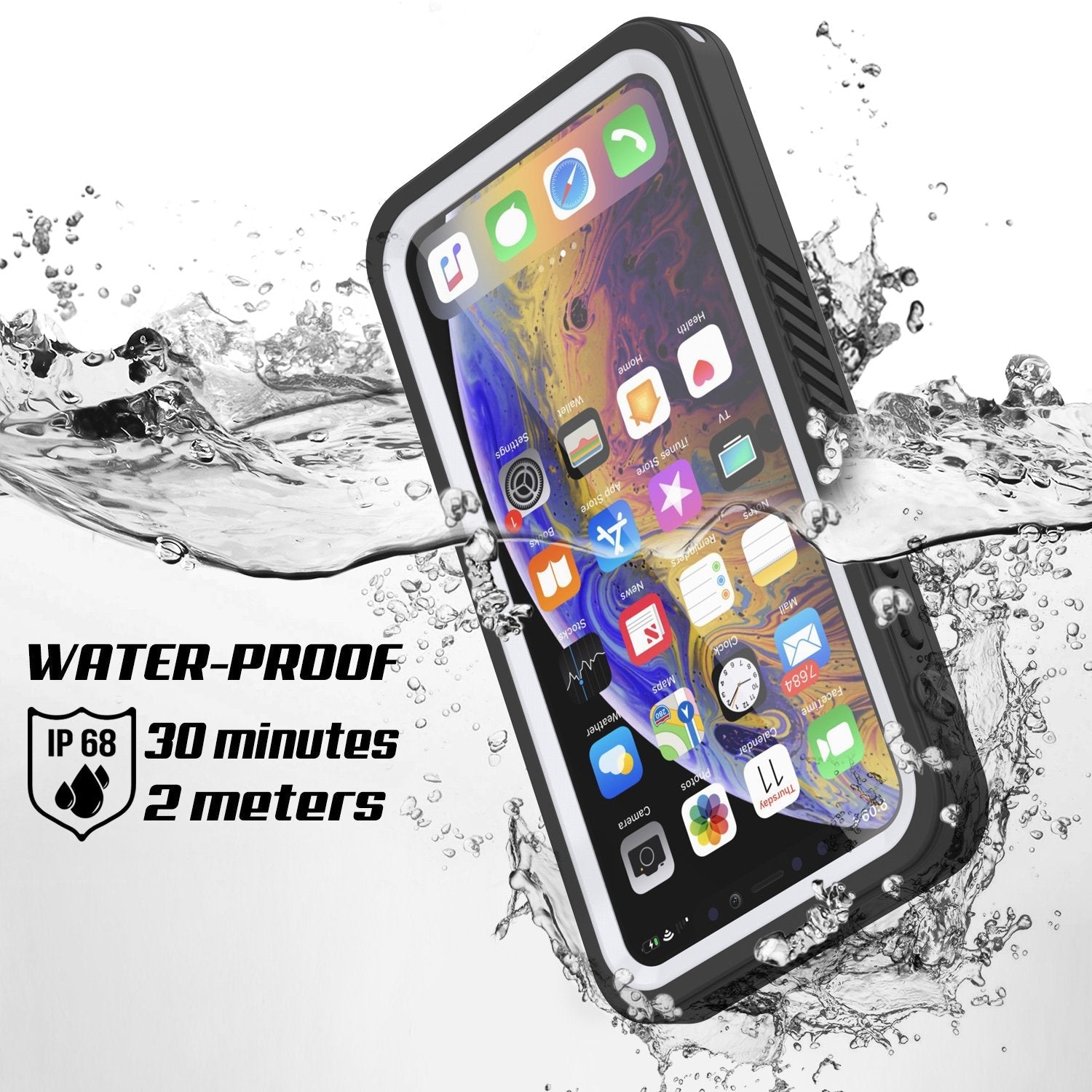 iPhone 11 Waterproof Case, Punkcase [Extreme Series] Armor Cover W/ Built In Screen Protector [White] (Color in image: Purple)