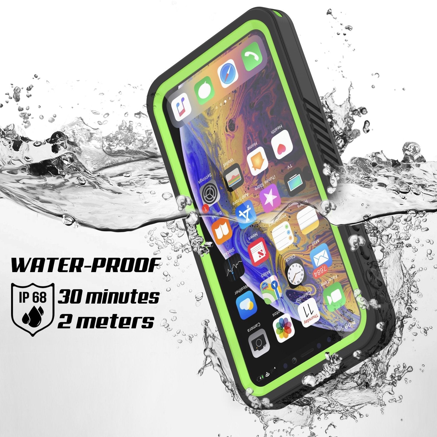 iPhone 11 Waterproof Case, Punkcase [Extreme Series] Armor Cover W/ Built In Screen Protector [Light Green] (Color in image: Light Blue)