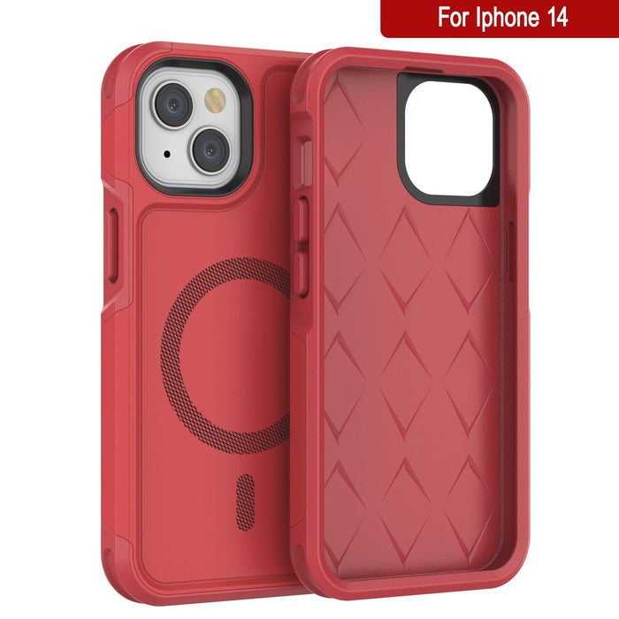 PunkCase iPhone 14 Case, [Spartan 2.0 Series] Clear Rugged Heavy Duty Cover W/Built in Screen Protector [Red] (Color in image: Teal)