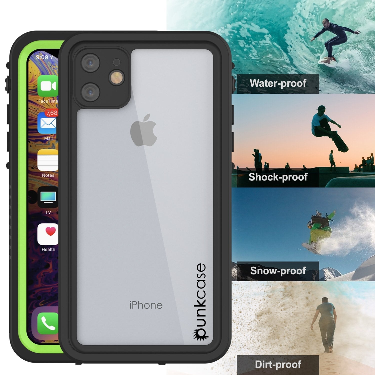 iPhone 11 Waterproof Case, Punkcase [Extreme Series] Armor Cover W/ Built In Screen Protector [Light Green] (Color in image: Purple)
