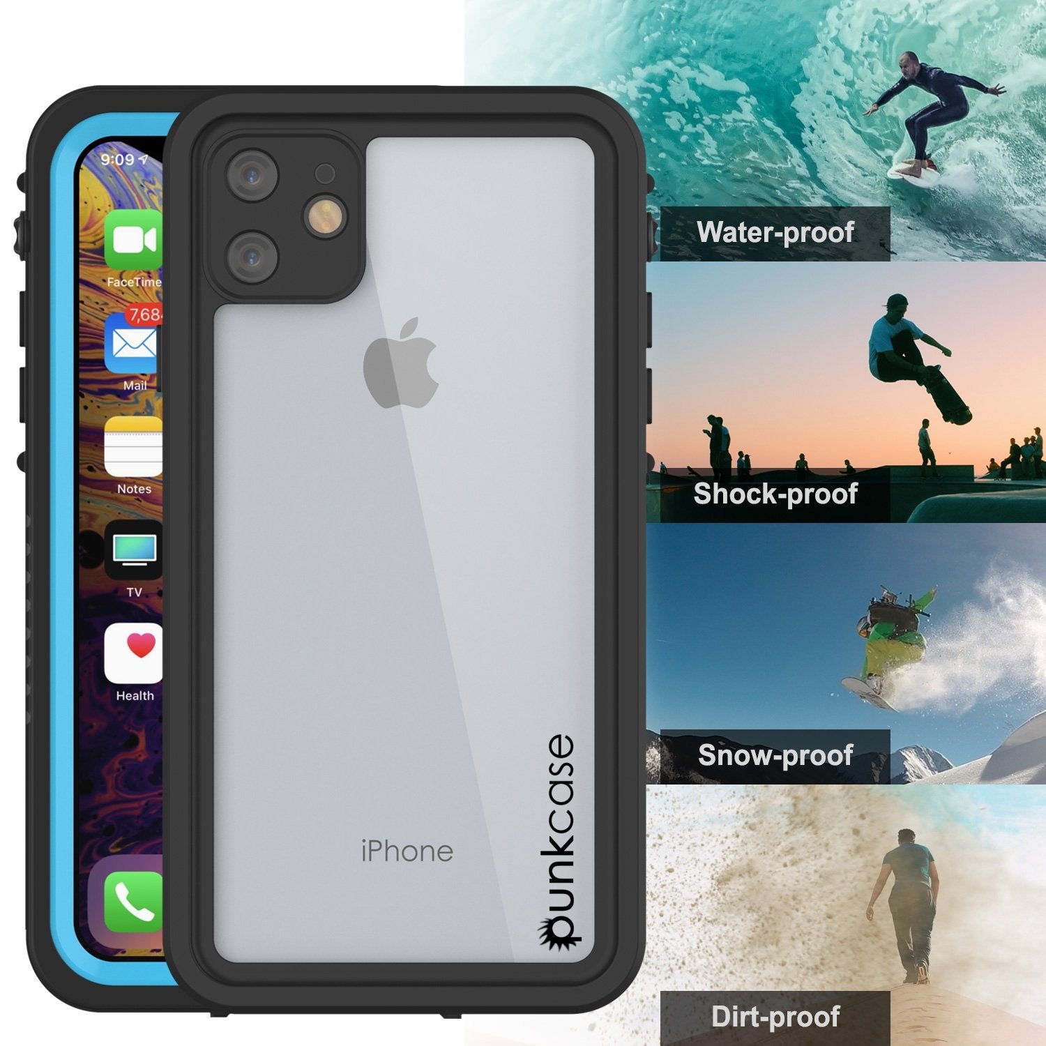 iPhone 11 Waterproof Case, Punkcase [Extreme Series] Armor Cover W/ Built In Screen Protector [Light Blue] (Color in image: Light Green)