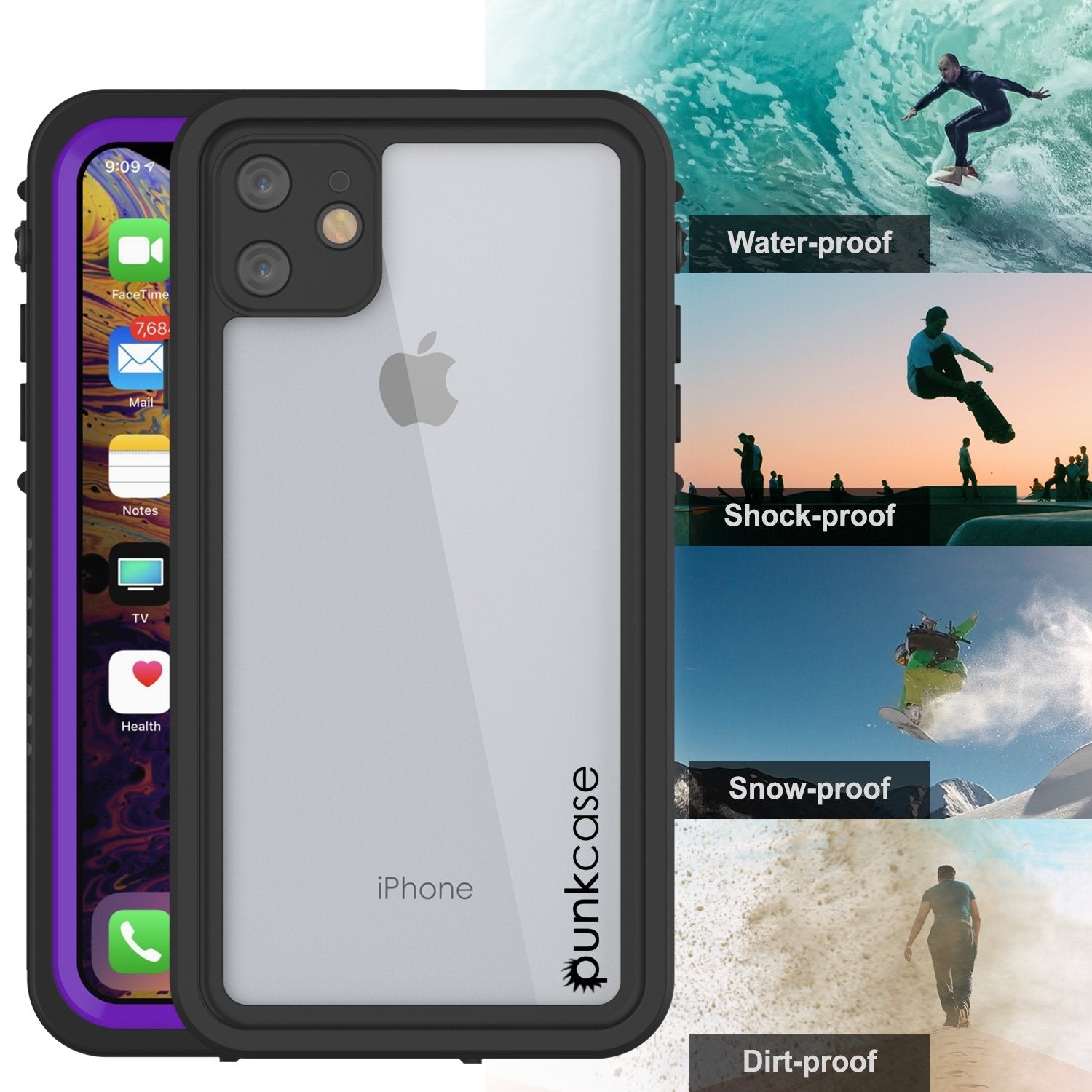 iPhone 11 Waterproof Case, Punkcase [Extreme Series] Armor Cover W/ Built In Screen Protector [Purple] (Color in image: Teal)