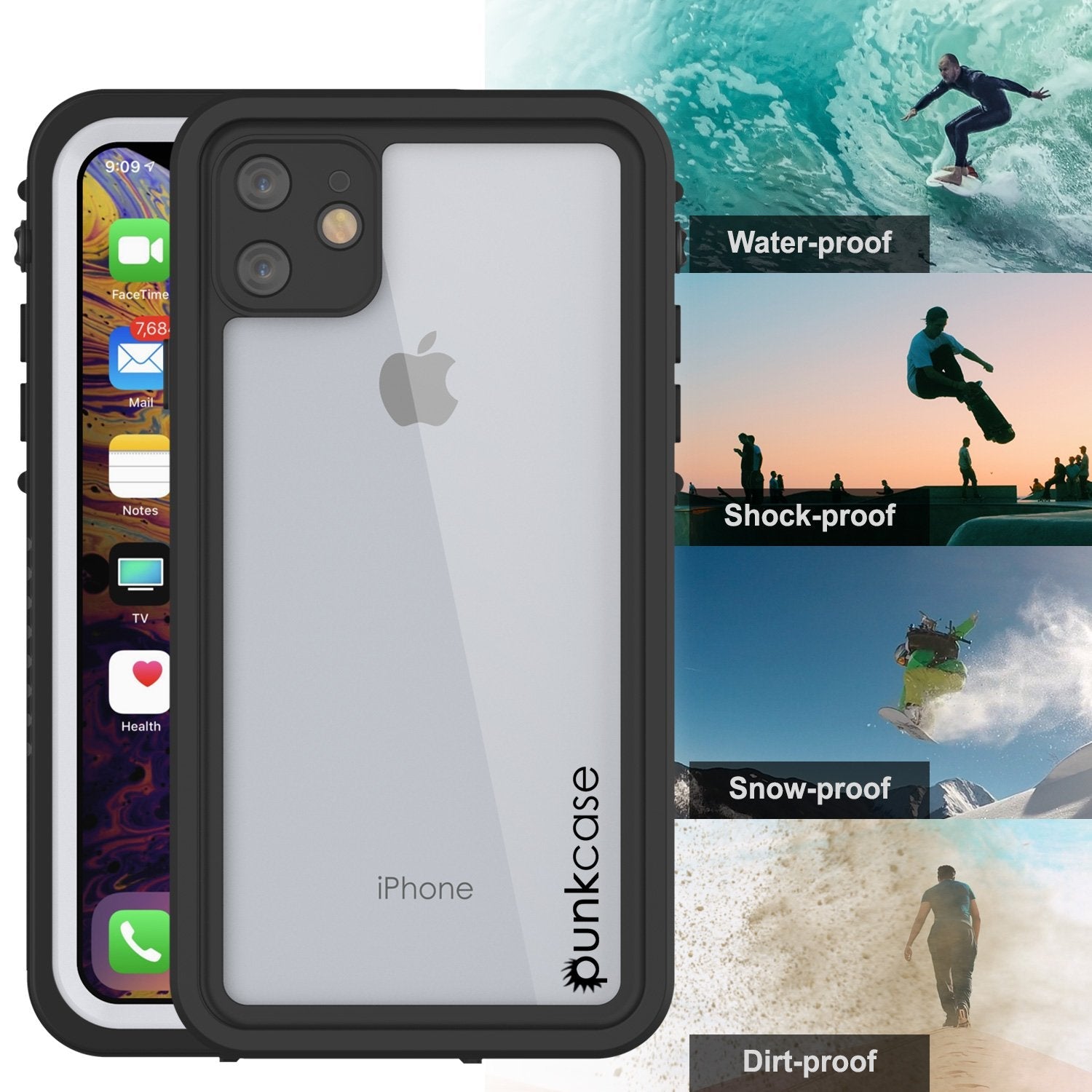 iPhone 11 Waterproof Case, Punkcase [Extreme Series] Armor Cover W/ Built In Screen Protector [White] (Color in image: Red)