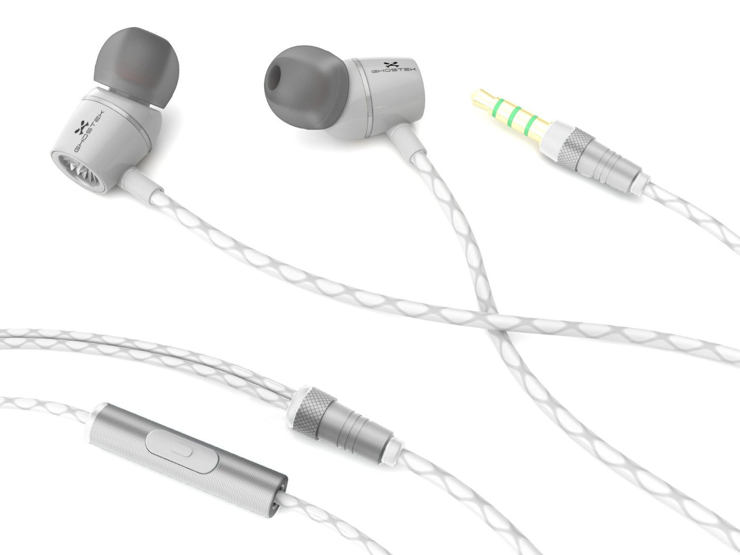 Wired 3.5MM Headphones Earphones, Ghostek® Turbine White Series Wired Earbuds | Built-In Microphone (Color in image: black)