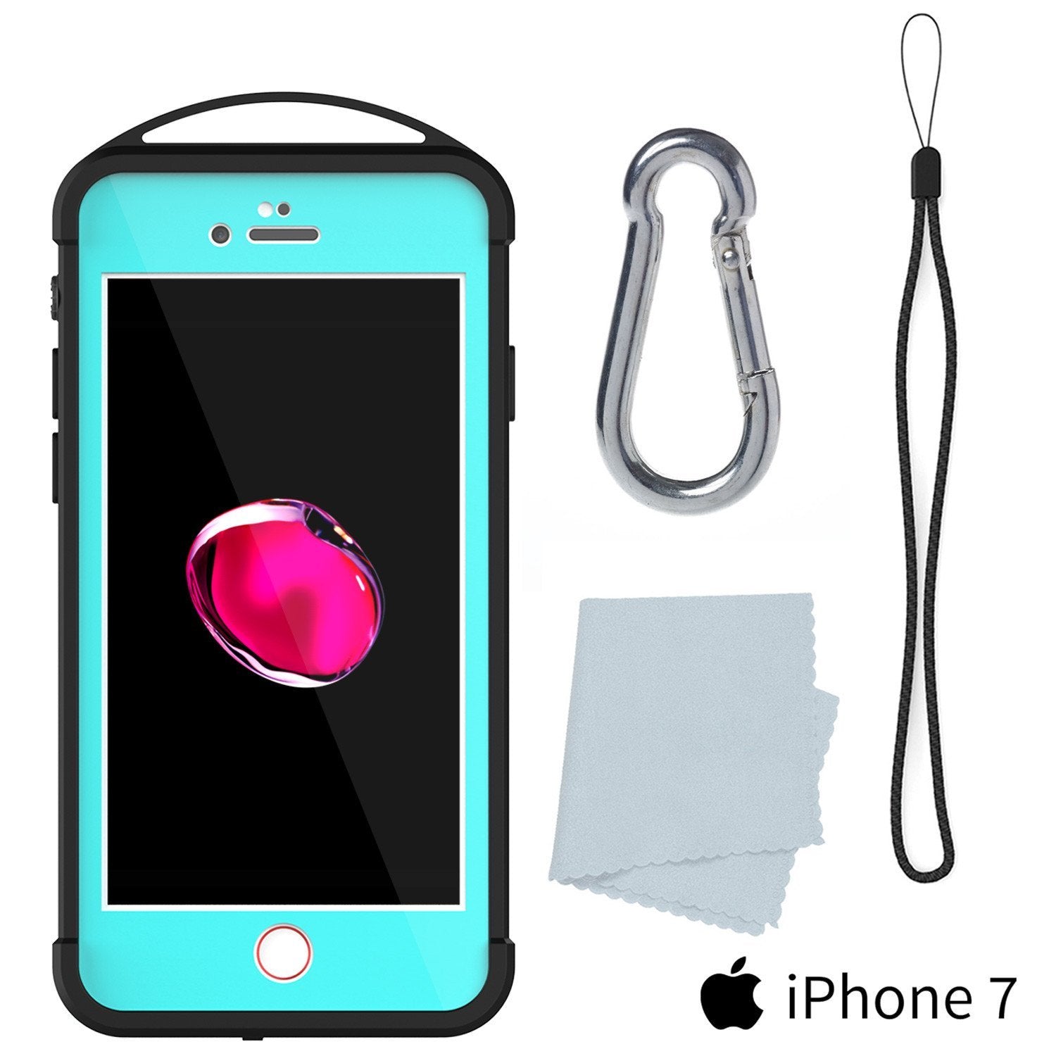 iPhone 8 Waterproof Case, Punkcase ALPINE Series, Teal | Heavy Duty Armor Cover (Color in image: red)