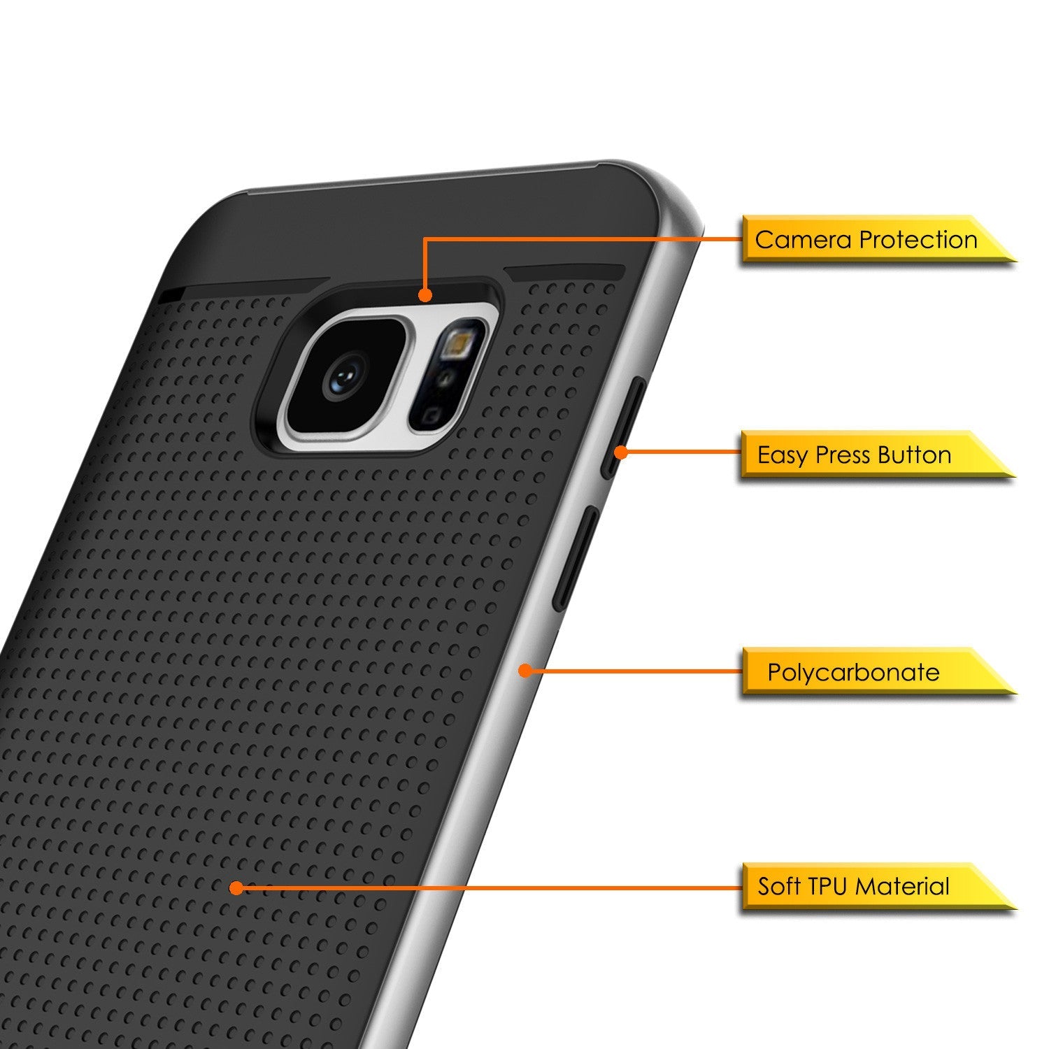 Camera Protection Easy Press Button Polycarbonate Soft TPU Material (Color in image: Grey)