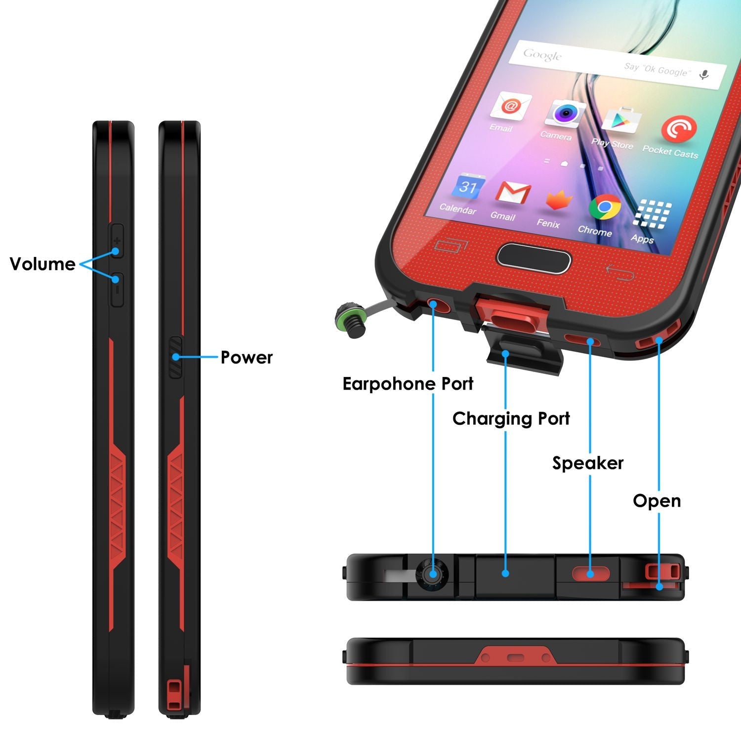Galaxy S6 Waterproof Case, Punkcase SpikeStar Red Water/Shock/Dirt/Snow Proof | Lifetime Warranty (Color in image: teal)