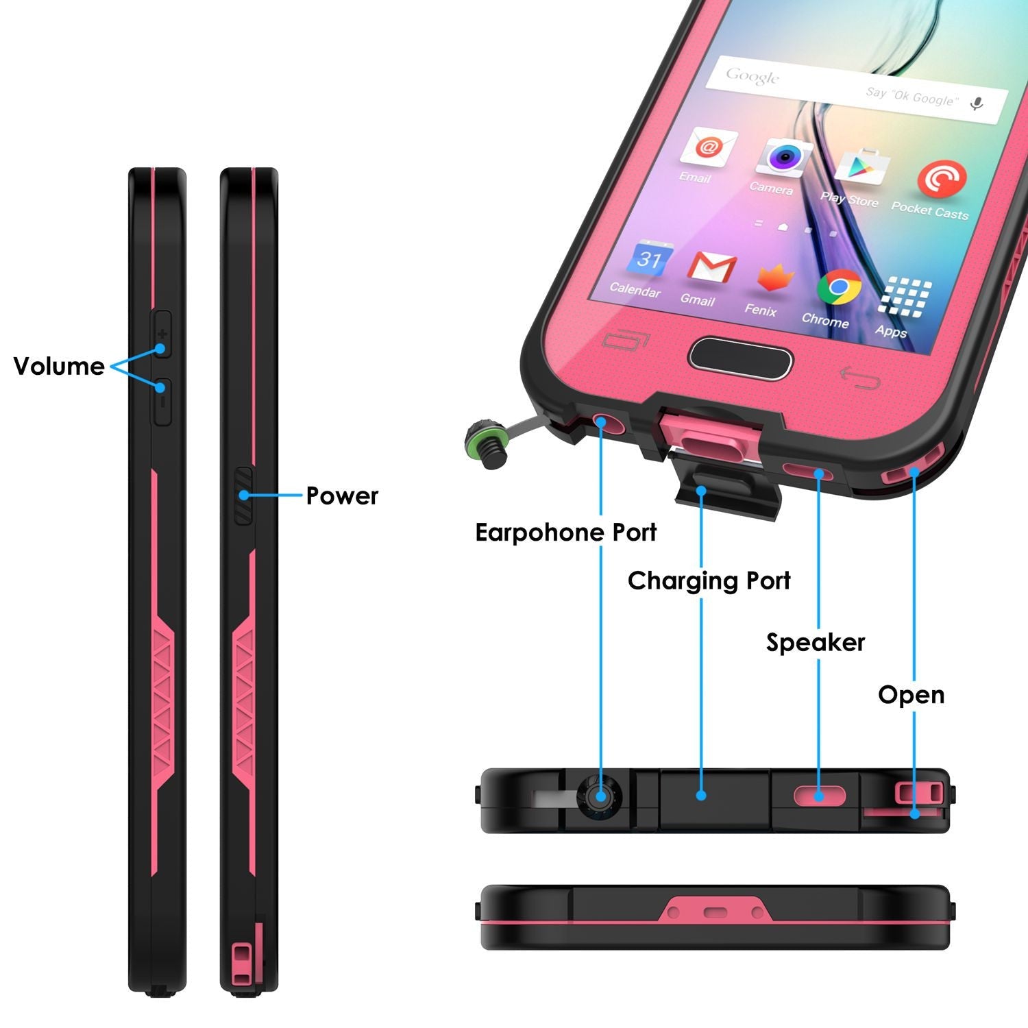 Galaxy S6 Waterproof Case, Punkcase SpikeStar Pink Water/Shock/Dirt/Snow Proof | Lifetime Warranty (Color in image: light blue)