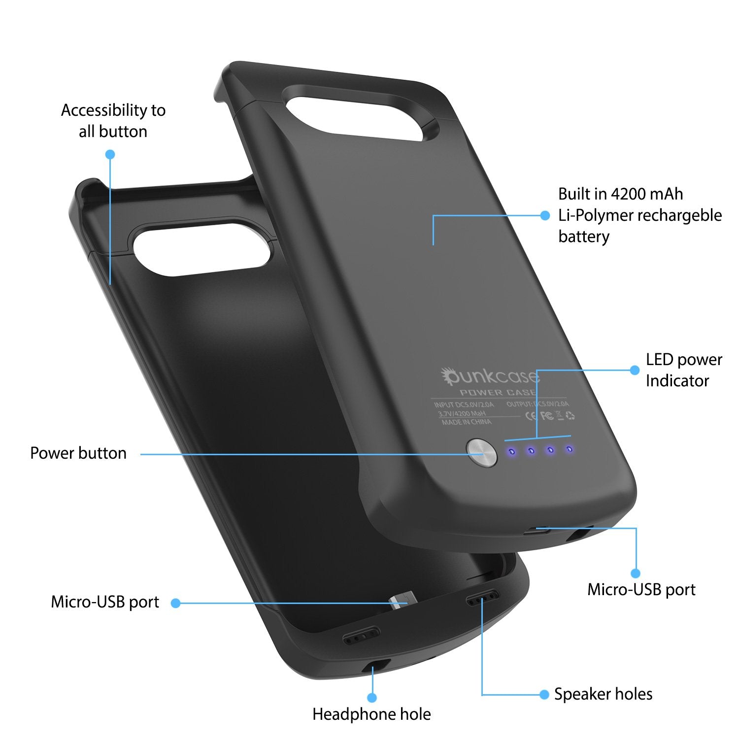 Galaxy Note 5 Battery Case, Punkcase 5000mAH Charger Case W/ Screen Protector | IntelSwitch [Black] (Color in image: Rose Gold)
