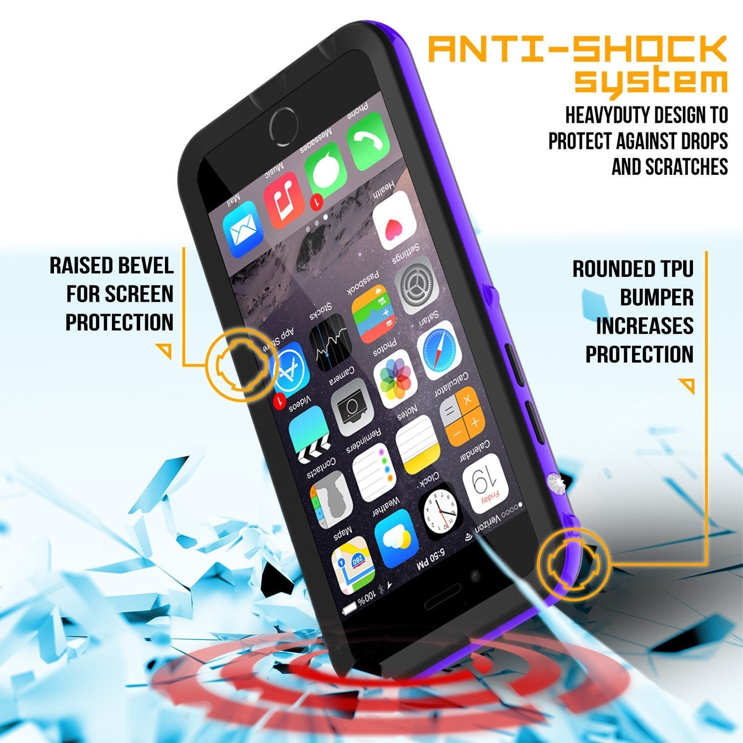 Apple iPhone 8 Waterproof Case, PUNKcase CRYSTAL 2.0 Purple W/ Attached Screen Protector  | Warranty (Color in image: Teal)