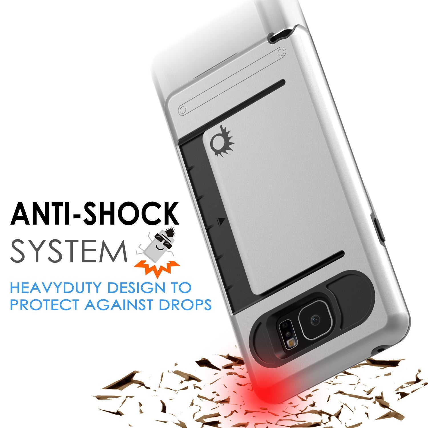 Galaxy Note 5 Case PunkCase CLUTCH Silver Series Slim Armor Soft Cover Case w/ Tempered Glass (Color in image: Black)