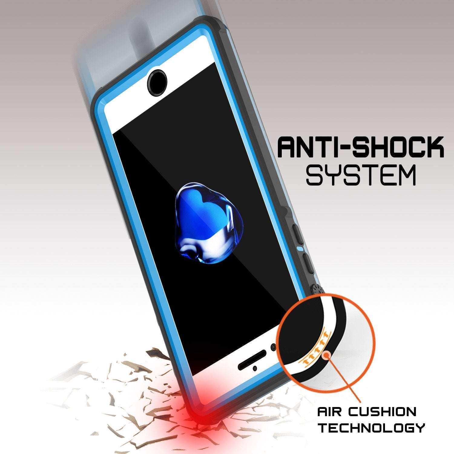 iPhone 8+ Plus Waterproof Case, PUNKcase CRYSTAL Light Blue  W/ Attached Screen Protector  | Warranty (Color in image: white)