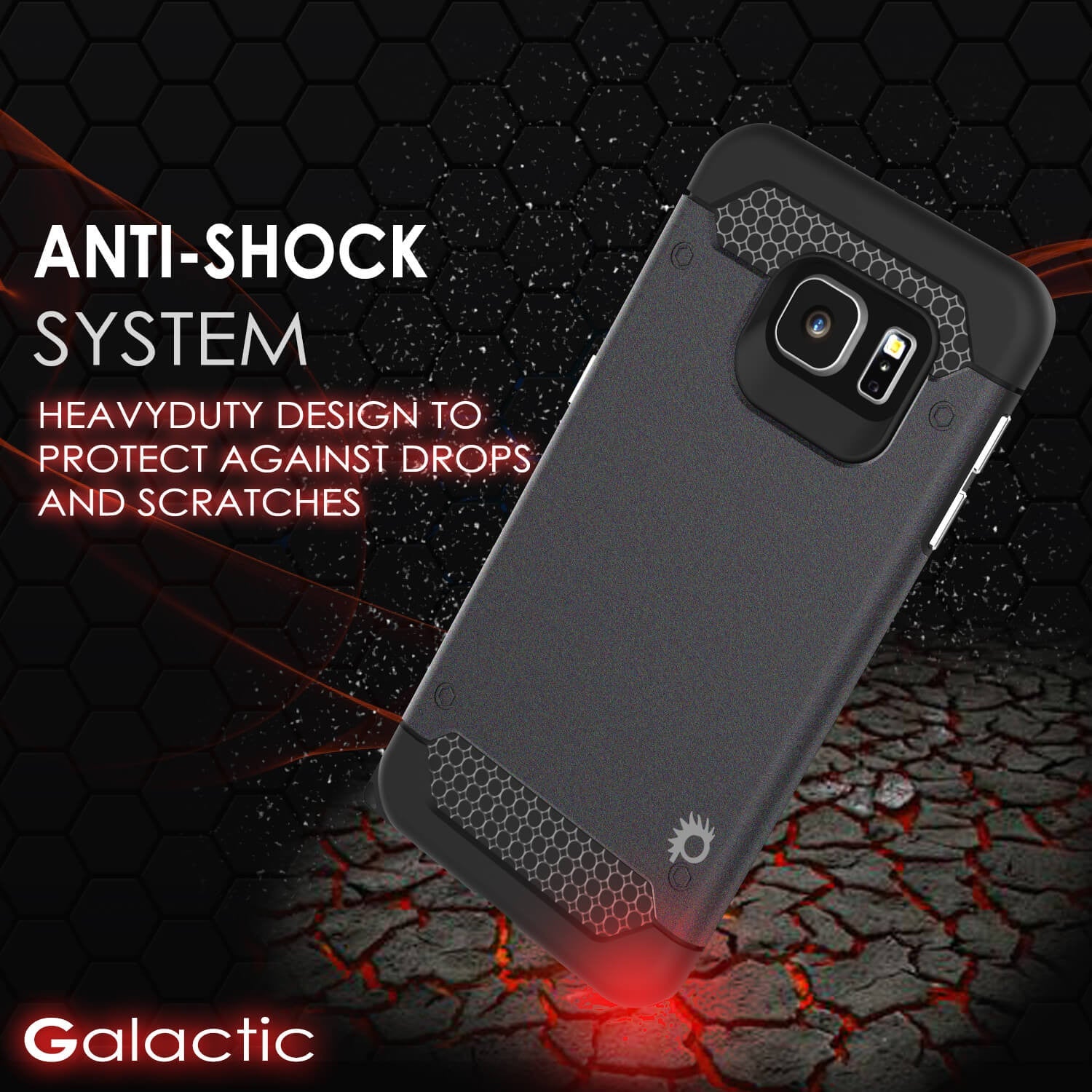 Galaxy s6 EDGE Plus Case PunkCase Galactic Black Series Slim Armor Soft Cover w/ Screen Protector (Color in image: silver)