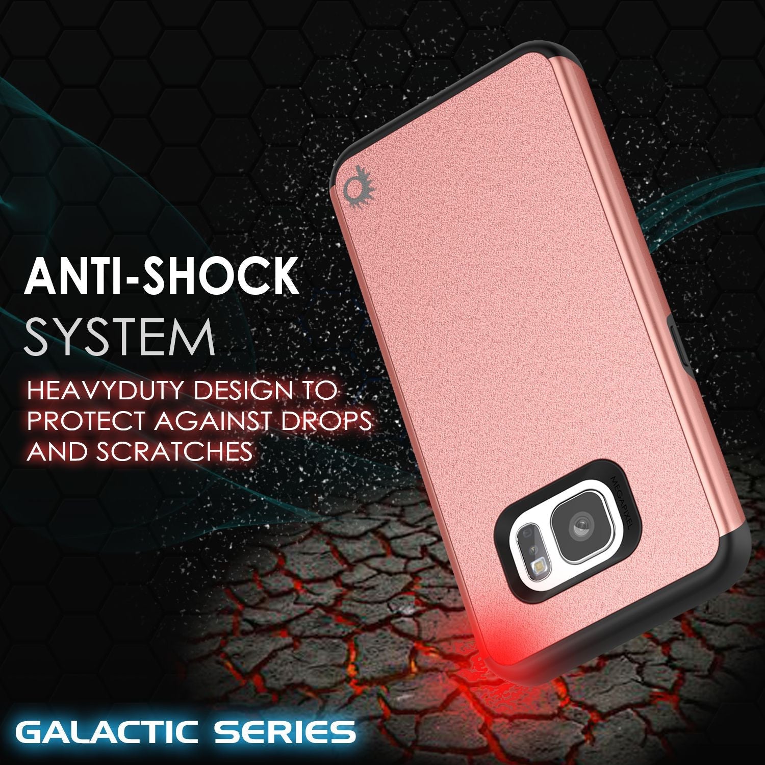 Galaxy s7 Case PunkCase Galactic Rose Gold Series Slim Armor Soft Cover Case w/ Tempered Glass (Color in image: black)