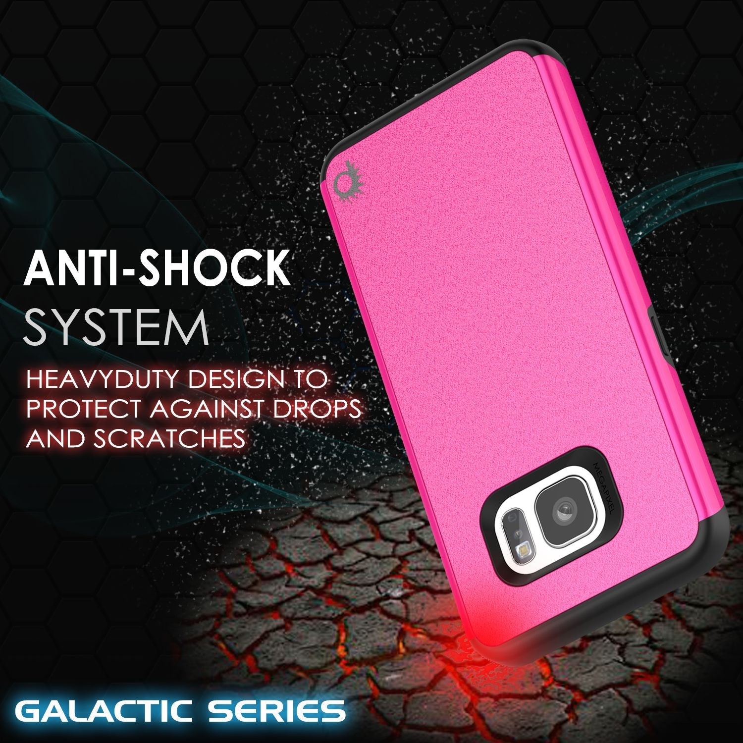 Galaxy s7 Case PunkCase Galactic Pink Series Slim Protective Armor Soft Cover Case w/ Tempered Glass (Color in image: silver)