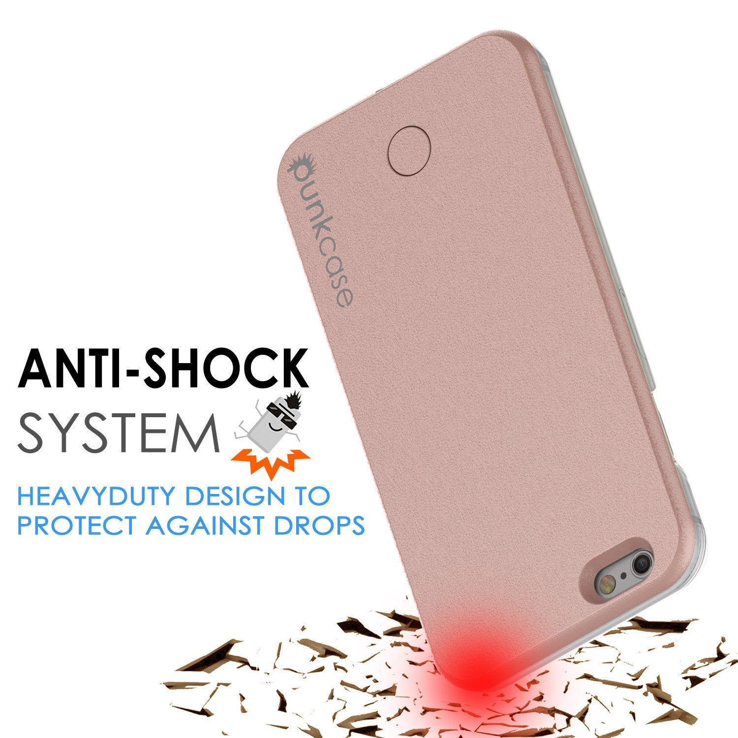 iPhone 6/6S Punkcase LED Light Case Light Illuminated Case, ROSE GOLD W/  Battery Power Bank (Color in image: black)