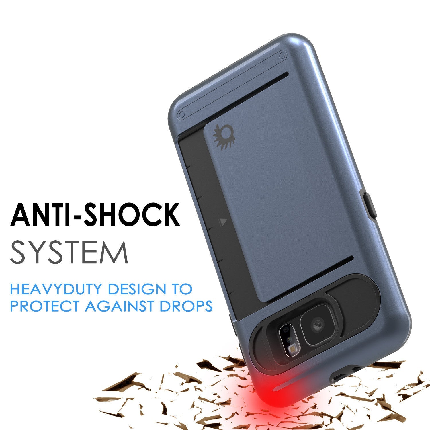 Galaxy s6 Case PunkCase CLUTCH Navy Series Slim Armor Soft Cover Case w/ Tempered Glass (Color in image: Rose Gold)