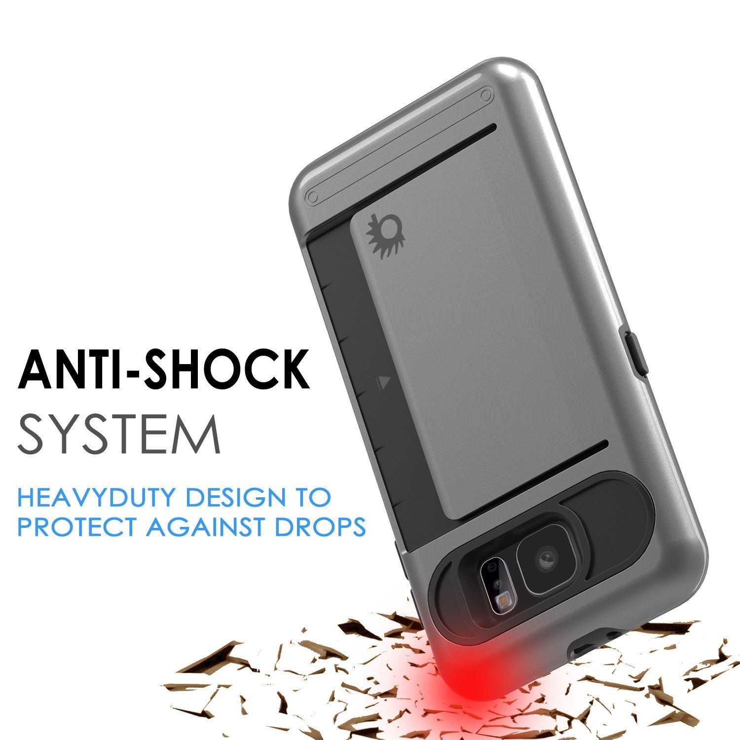 Galaxy S6 EDGE Plus Case PunkCase CLUTCH Grey Series Slim Armor Soft Cover Case w/ Screen Protector (Color in image: Black)