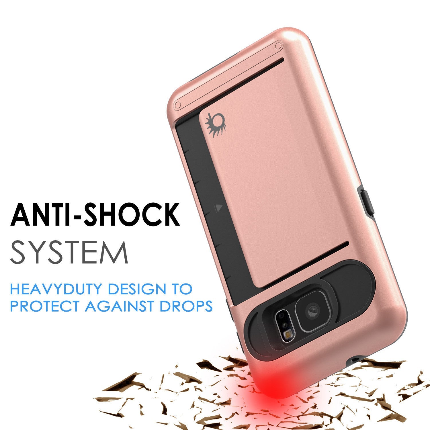 Galaxy s7 Case PunkCase CLUTCH Rose Gold Series Slim Armor Soft Cover Case w/ Tempered Glass (Color in image: Black)