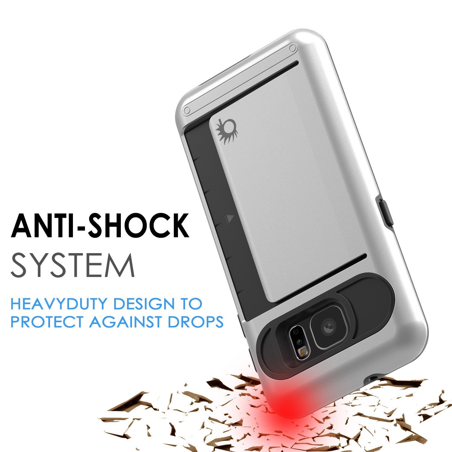 Galaxy S7 EDGE Case PunkCase CLUTCH Silver Series Slim Armor Soft Cover Case w/ Screen Protector (Color in image: Black)