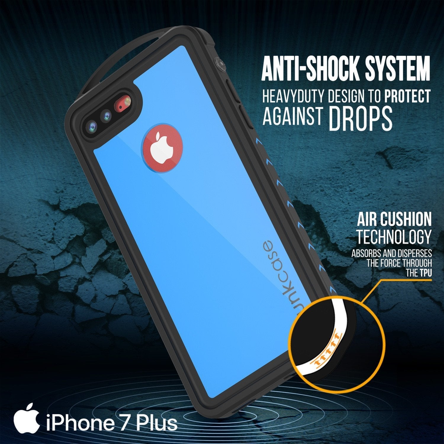 iPhone 8+ Plus Waterproof Case, Punkcase ALPINE Series, Light Blue | Heavy Duty Armor Cover (Color in image: white)