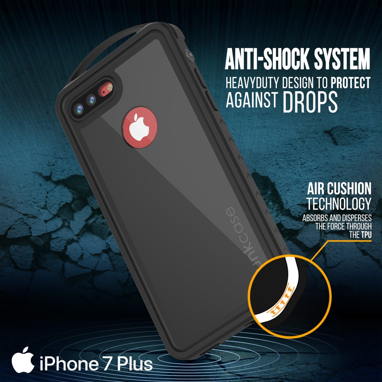 iPhone 8+ Plus Waterproof Case, Punkcase ALPINE Series, Black | Heavy Duty Armor Cover (Color in image: light blue)