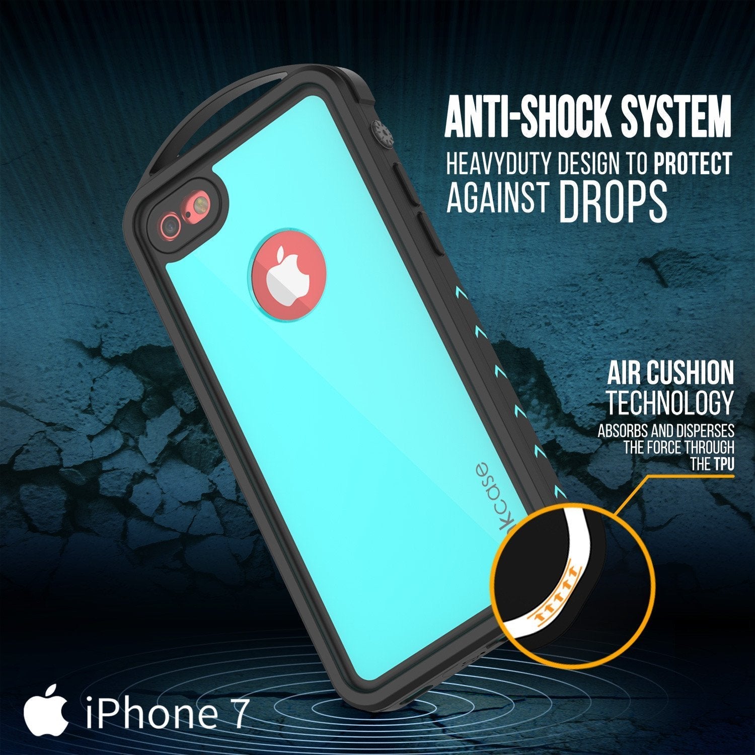 iPhone 8 Waterproof Case, Punkcase ALPINE Series, Teal | Heavy Duty Armor Cover (Color in image: light green)